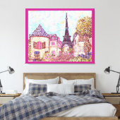 Het landschapscanvas met pointillisme in Parijs, g Canvas Afdruk (Insitu (Slaapkamer))