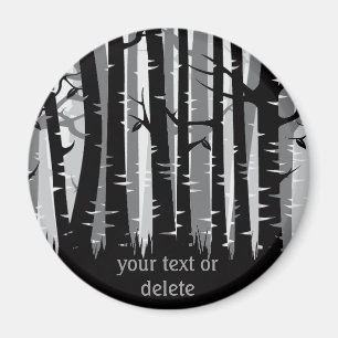 Het lange bos van Bomen - grijs - op dark Magneet