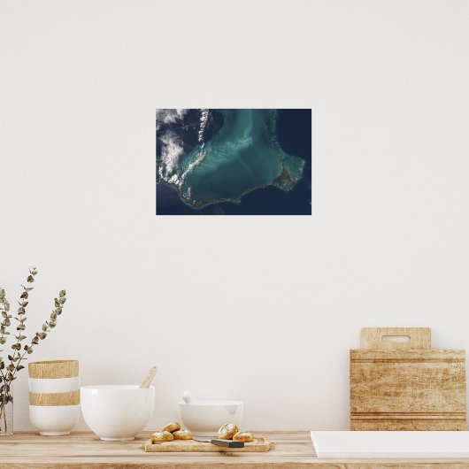 Het lange, smalle Eleuthra-eiland van de Bahama's Poster (Keuken)