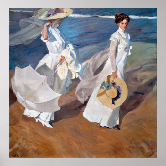 Het langs de Seashore lopen door Joaquín Sorolla Poster (Voorkant)
