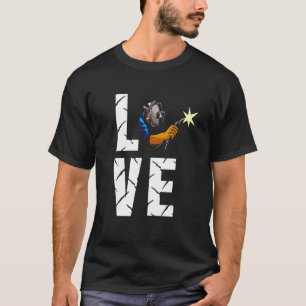Het lassen van de rode Werking de Vlaggellasser va T-shirt