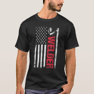 Het lassen van de rode Werking de Vlaggellasser va T-shirt