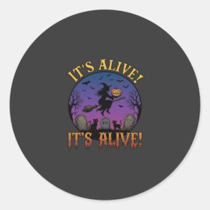 Het Leeft Halloween Heks Pompoen Zwarte Kat Grafst Ronde Sticker
