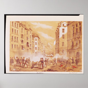 Het leger dat een barricade aanvalt in Rue Poster