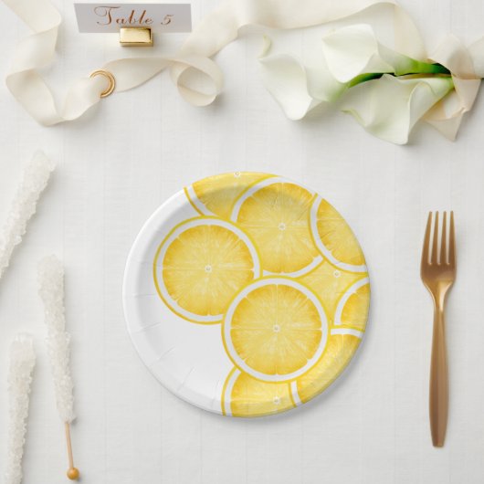Het Lemon Spritz Yellow Party Paper Bord (Huwelijk)