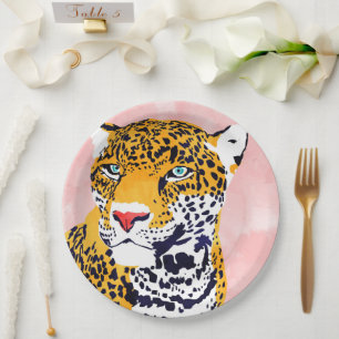 Het Leopard portret Papieren Bordje