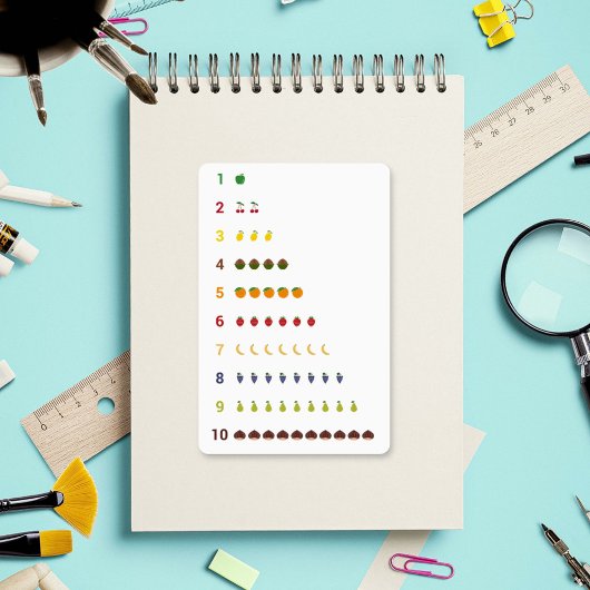 Het leren Telling aan 10 met de Sticker van fruit