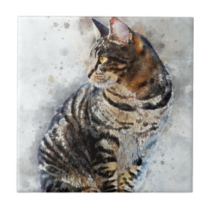Het leuke Art. van de Waterverf van de Kat van de Tegeltje