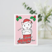 Het leuke briefkaart van Kerstmis van de Kat (Staand voorkant)