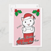 Het leuke briefkaart van Kerstmis van de Kat (Voorkant / Achterkant)