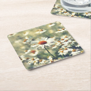 Het leuke Elegante Kleurrijke Patroon van de Bloem Vierkante Kartonnen Onderzetter