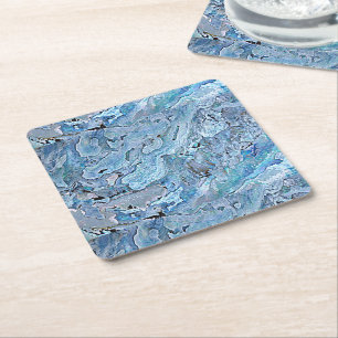 Het leuke Elegante Paarse Blauwe Patroon van Shell Vierkante Kartonnen Onderzetter
