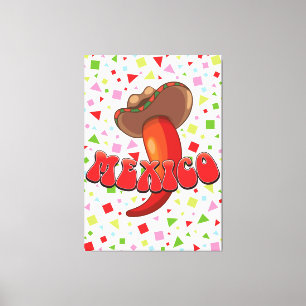 Het leuke feest van Mexico Chili Pepper Canvas Afdruk