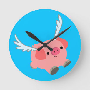 Het leuke Gevleugelde Varken van de Cartoon Ronde Klok