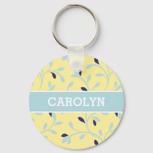 Het leuke girly monogram van het pastelkleur gele sleutelhanger