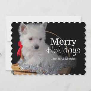 Het leuke Hoogland Terrier van het Westen in mand Feestdagenkaart