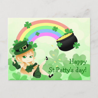 Het leuke Ierse meisje van de chibikabouter met Briefkaart