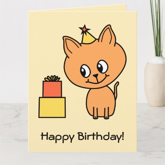 Het leuke Katje die van de Gember een Hoed van de Kaart (Voorkant)