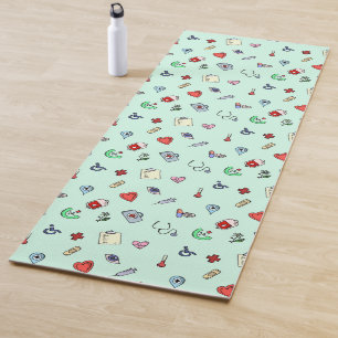 Het leuke Medische Patroon van het Pictogram Yogamat