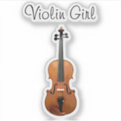 Het leuke Muzikale Meisje van de Viool Sticker (Voorkant)