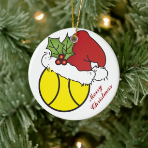 Het leuke Ontwerp van het Tennis van Kerstmis Keramisch Ornament