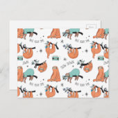 Het leuke Patroon van de Luiaard Briefkaart (Voorkant / Achterkant)