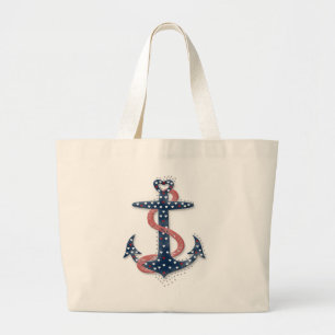 Het leuke romantische anker van valentijnenharten grote tote bag