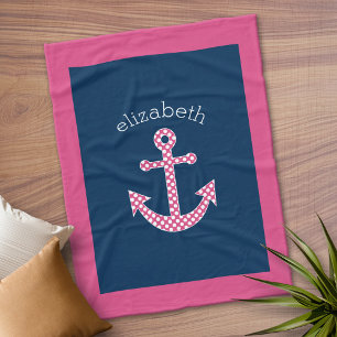 Het leuke Roze Anker van de Stip met de Naam van Fleece Deken
