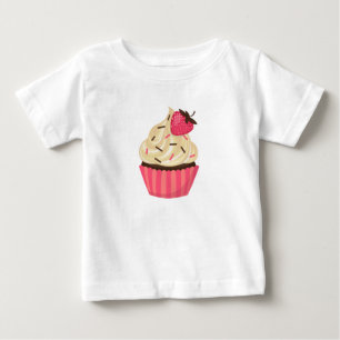 Het leuke Roze bestrooit Aardbei Cupcake