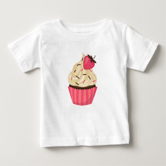 Het leuke Roze bestrooit Aardbei Cupcake (Voorkant)