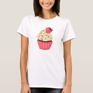 Het leuke Roze bestrooit Aardbei Cupcake T-shirt
