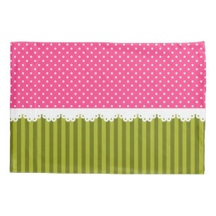 Het leuke Roze Patroon van de Strepen van de Stip Kussensloop