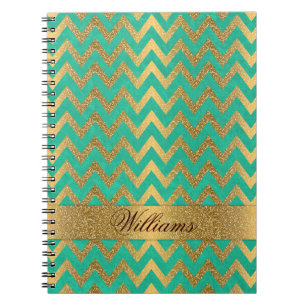Het leuke trendy goud van de chevronzigzag faux notitieboek