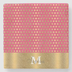 Het leuke trendy stippen faux goud schittert stenen onderzetter