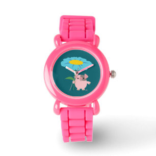 Het leuke Varken van de Cartoon het Blauwe) Horloge