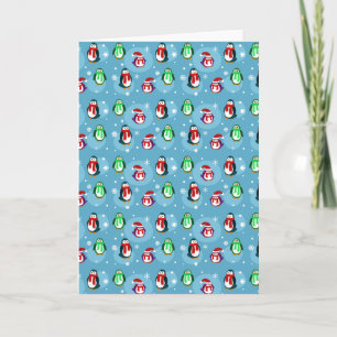 Het leuke Wenskaart van het Patroon van de Pinguïn Feestdagen Kaart