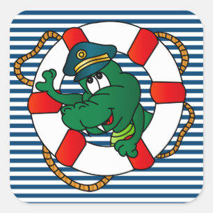 Het leuke Zeevaart KrokodilleThema van het Baby Vierkante Sticker