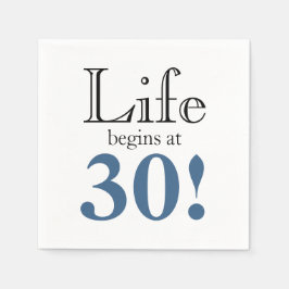 Het leven begint bij 30 retro leisteen blauw zwart servet