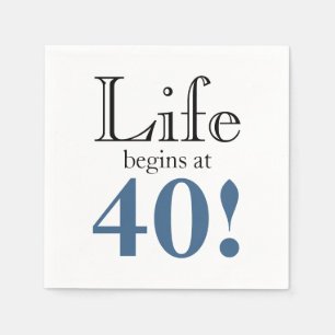 Het leven begint bij een 40-leisteenblauw en een z servet