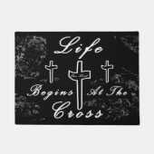 Het leven begint bij het kruis deurmat (Voorkant)