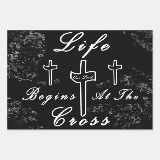 Het leven begint bij het kruis inpakpapier vel (Voorkant)