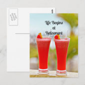 Het leven begint bij pensionering - Koele Tropisch Briefkaart (Voorkant / Achterkant)