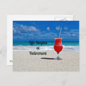 Het leven begint bij pensionering - Koude drank op Briefkaart (Voorkant / Achterkant)