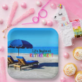 Het leven begint bij pensionering papieren bordje (Feest)