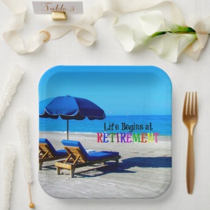 Het leven begint bij pensionering papieren bordje