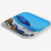 Het leven begint bij pensionering papieren bordje (Gebogen)