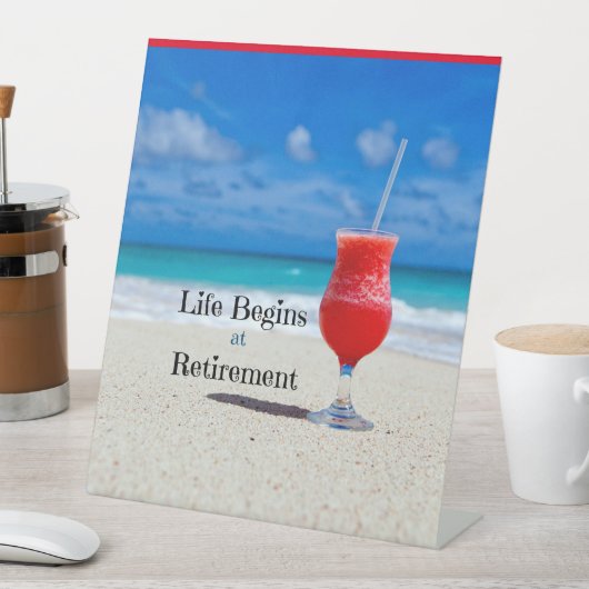 Het leven begint bij pensionering reclamebord met voetstuk (Insitu)