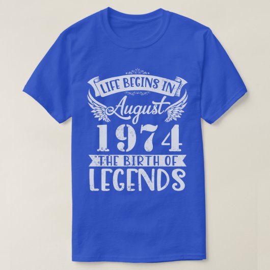 Het leven begint in augustus 1974 De geboorte van  T-shirt (Design voorkant)