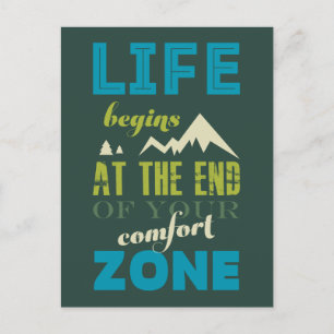Het leven begint Inspirerend Citaat Typografie Dru Briefkaart