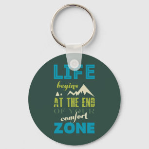Het leven begint Inspirerend Citaat Typografie Dru Sleutelhanger